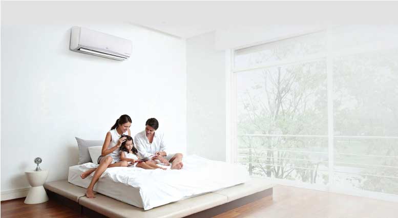 Family Enjoying the air conditioner together